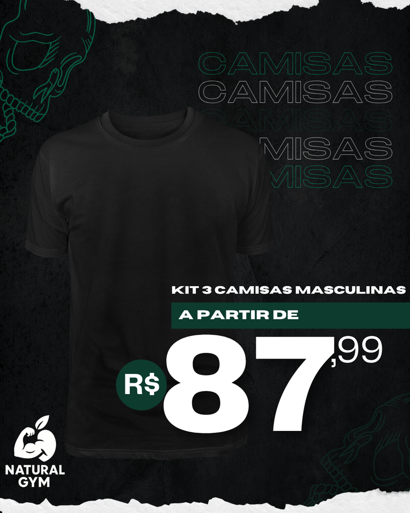 Kit 3 Camisetas Masculinas Esportivas – R$87,50